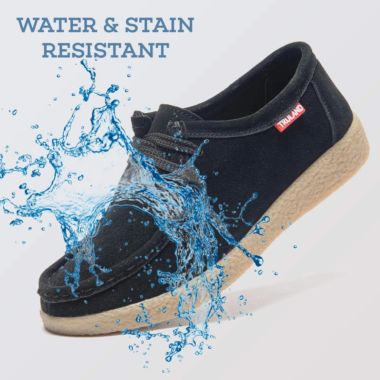 TRULAND Leather Oxford Shoes for Women - Suede Lace Up Moc Toe Low Platform Flat Wallabees Shoes