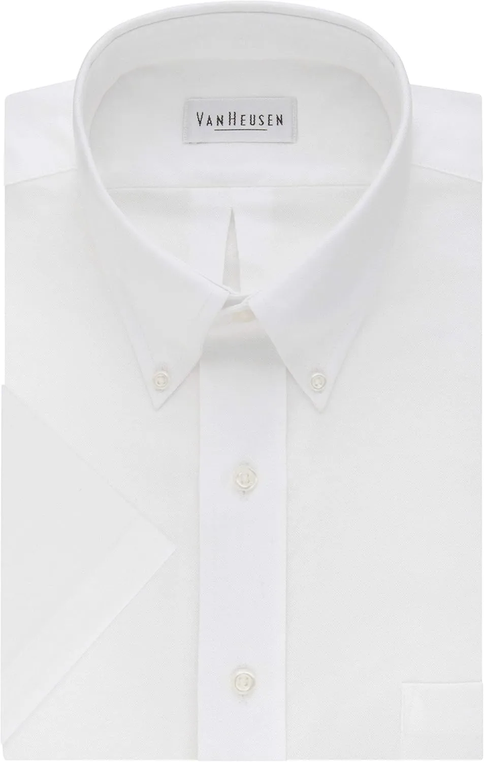 Van Heusen Men's Short Sleeve Dress Shirt Regular Fit Oxford Solid