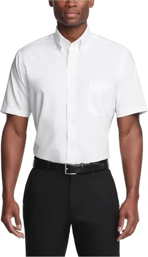 Van Heusen Men's Short Sleeve Dress Shirt Regular Fit Oxford Solid