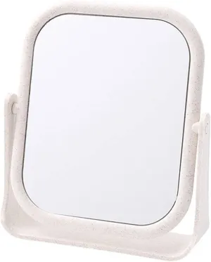 Vanity Makeup Mirror Square Double-Sided Rotatable Cosmetic Mirror Simple Folding Cosmetic Portable Mirror Desktop High-Definition Cosmetic Mirror Table Desk Vanity Makeup Mirror(Color:001)