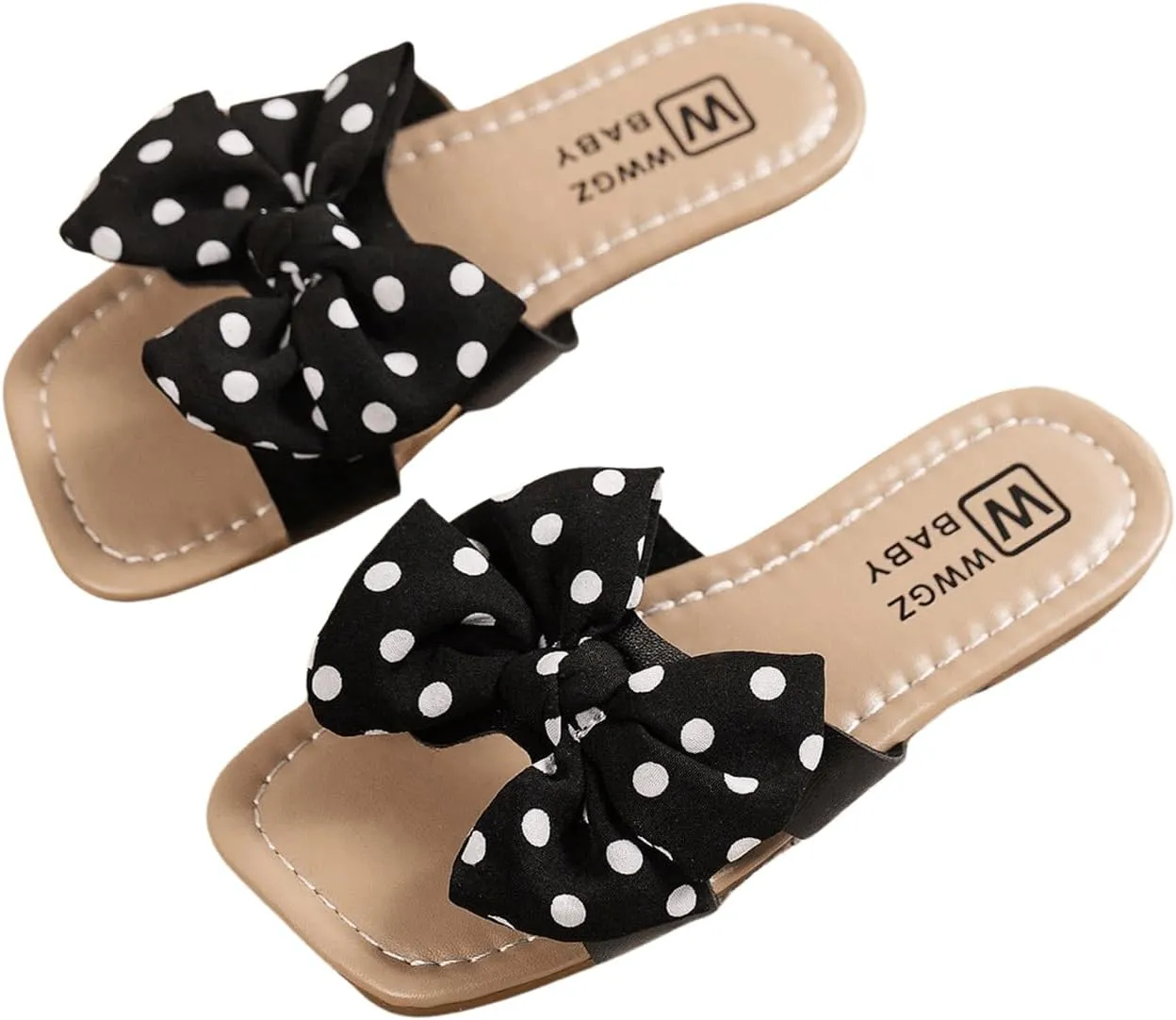 Verdusa Girl's Bows Square Toe Sandals Casual Summer Flat Sandal