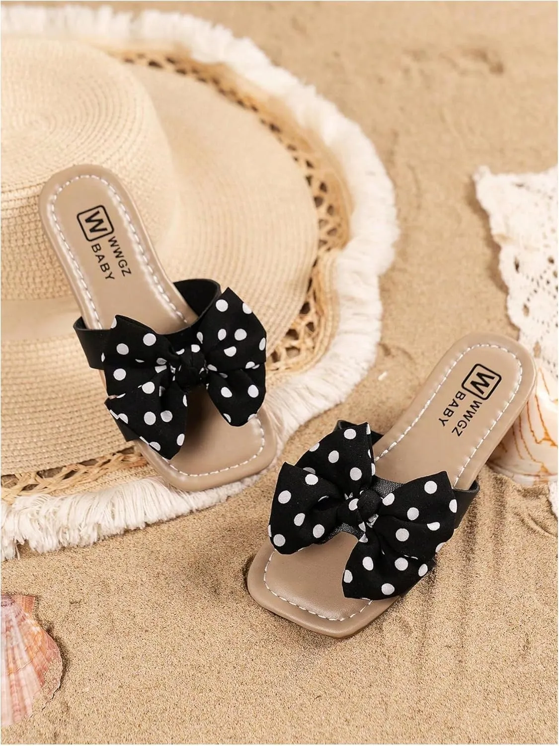 Verdusa Girl's Bows Square Toe Sandals Casual Summer Flat Sandal