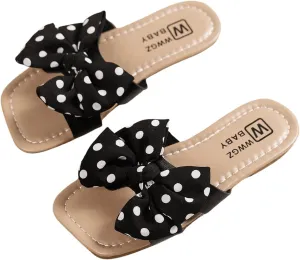 Verdusa Girl's Bows Square Toe Sandals Casual Summer Flat Sandal