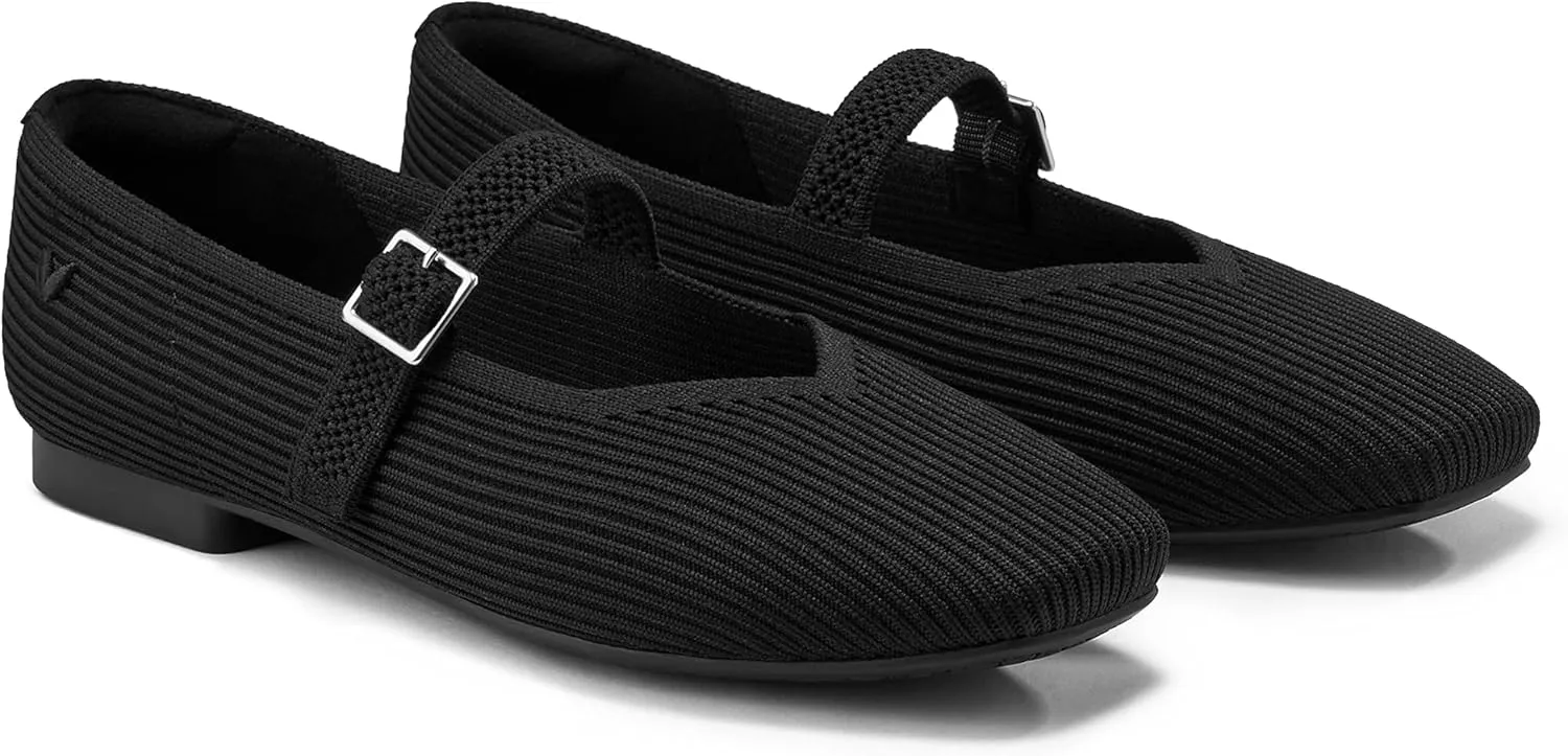 VIVAIA Margot Mary Jane Women Flat Shoes Comfortable for Work with Arch Support Slip on Square-Toe Washable Shoes