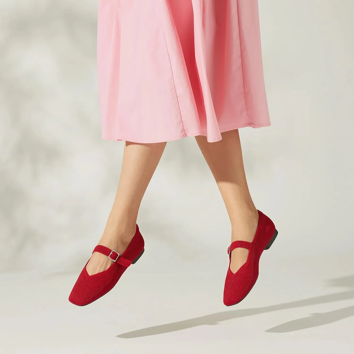 VIVAIA Margot Mary Jane Women Flat Shoes Comfortable for Work with Arch Support Slip on Square-Toe Washable Shoes