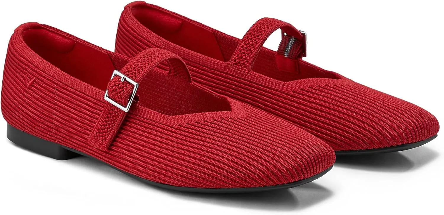VIVAIA Margot Mary Jane Women Flat Shoes Comfortable for Work with Arch Support Slip on Square-Toe Washable Shoes