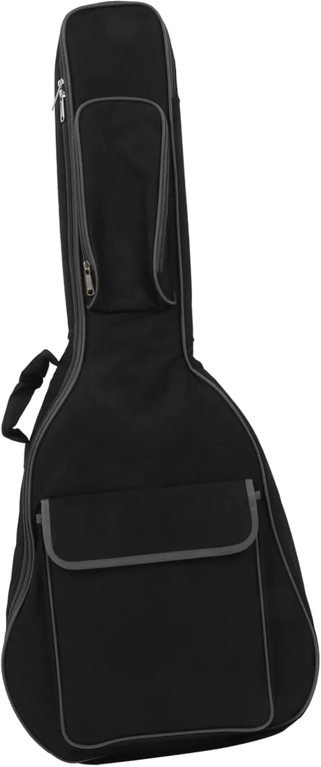 VOSAREA 12mm Cotton Lined Guitar Backpack Black Classic Zipper for Easy Travel and Home Use