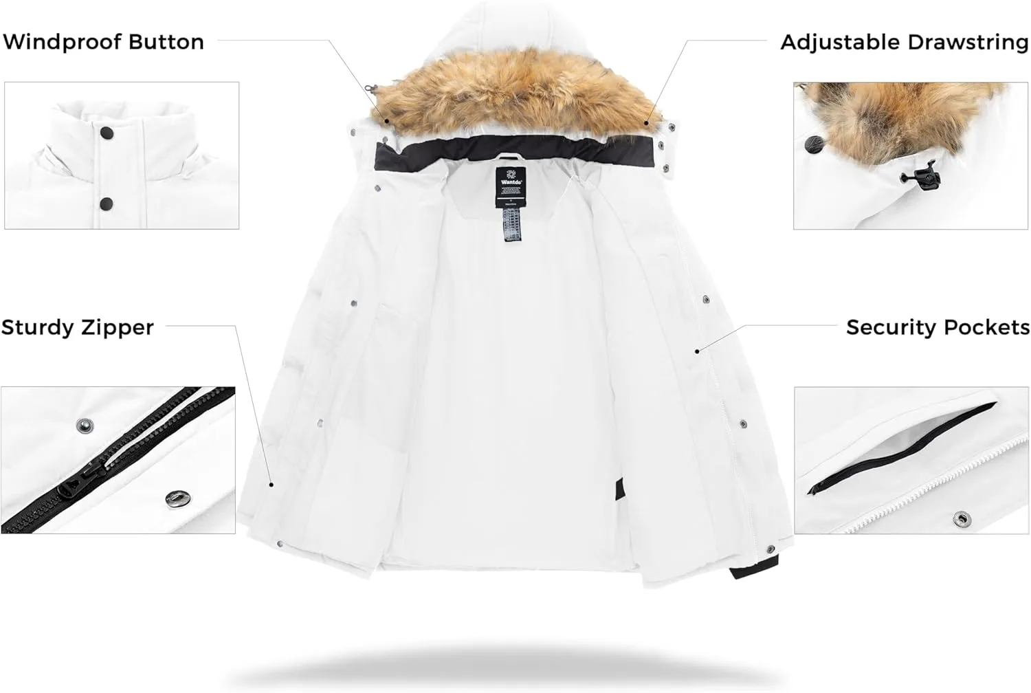 wantdo Men's Hooded Winter Coat Waterproof Puffer Jacket Warmth Winter Jacket