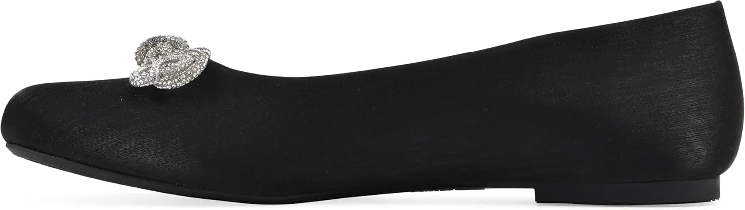 WHITE MOUNTAIN Women's Sashimi Rhinestone Double Bow Ballet Flat