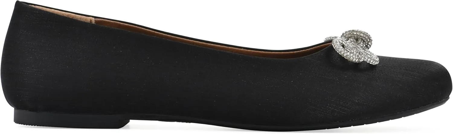 WHITE MOUNTAIN Women's Sashimi Rhinestone Double Bow Ballet Flat
