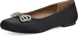 WHITE MOUNTAIN Women's Sashimi Rhinestone Double Bow Ballet Flat