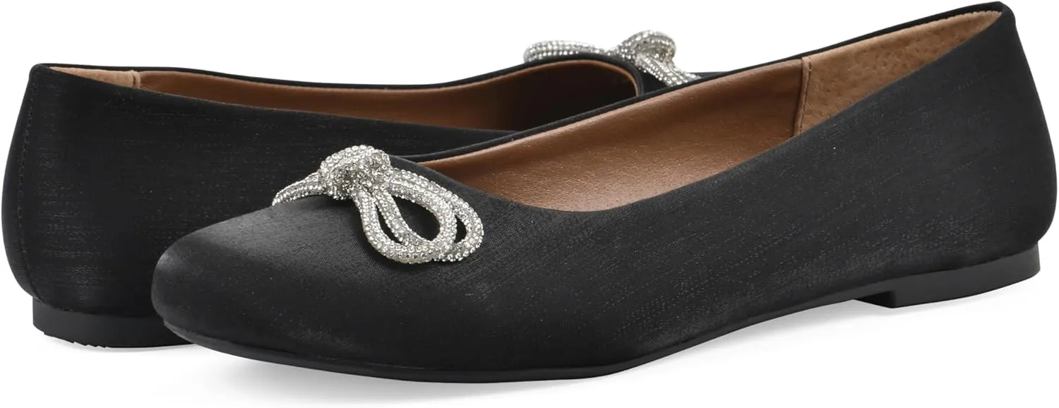 WHITE MOUNTAIN Women's Sashimi Rhinestone Double Bow Ballet Flat