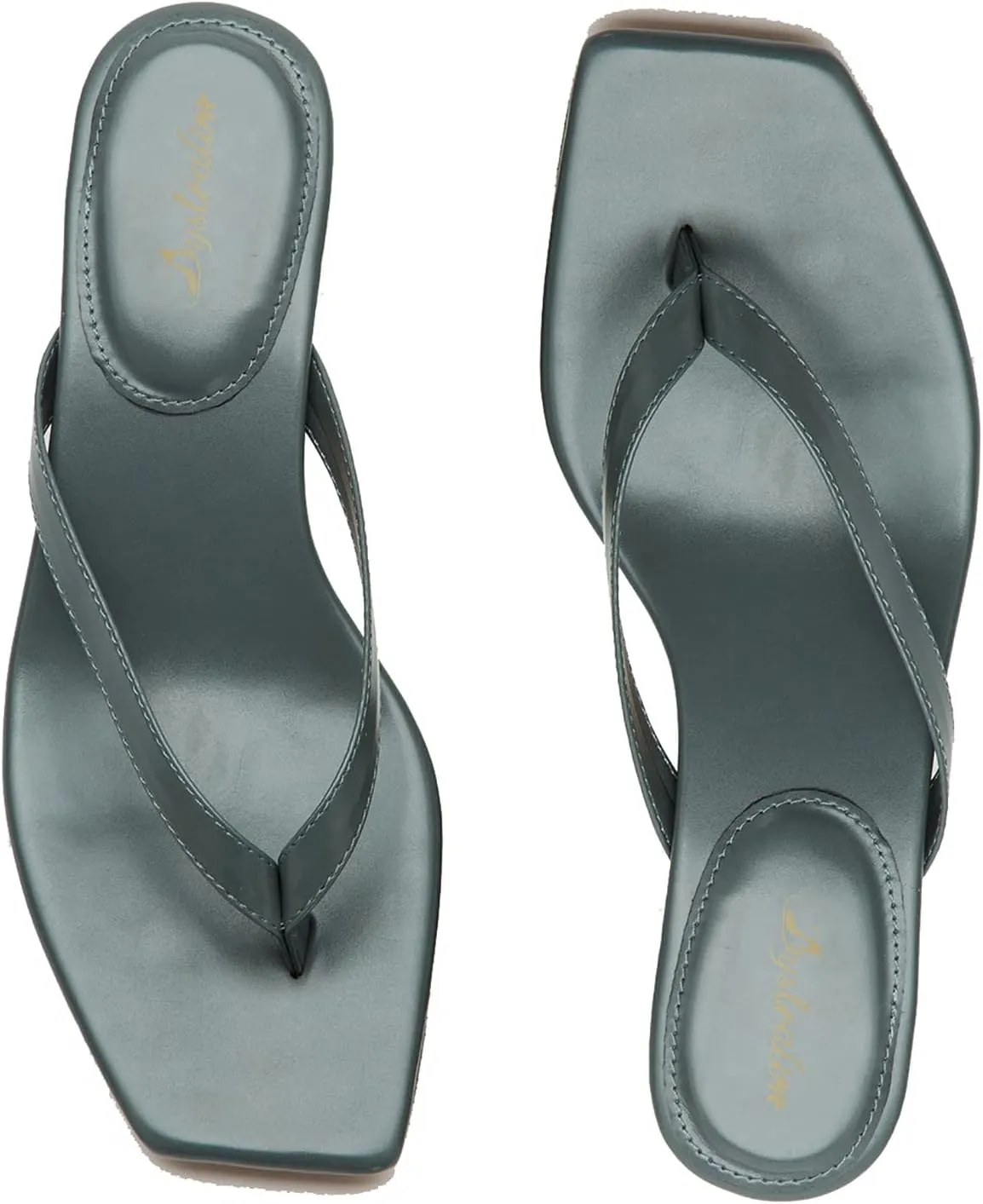 Women Flip-Flops Mules Kitten Heels Square Toe Thong Sandals Matte Comfy 1 inch Low Heel Slippers T-Straps Open Toe Outdoor Beach Summer Slip On Sandal Heels Basic Chic 4-11 M US