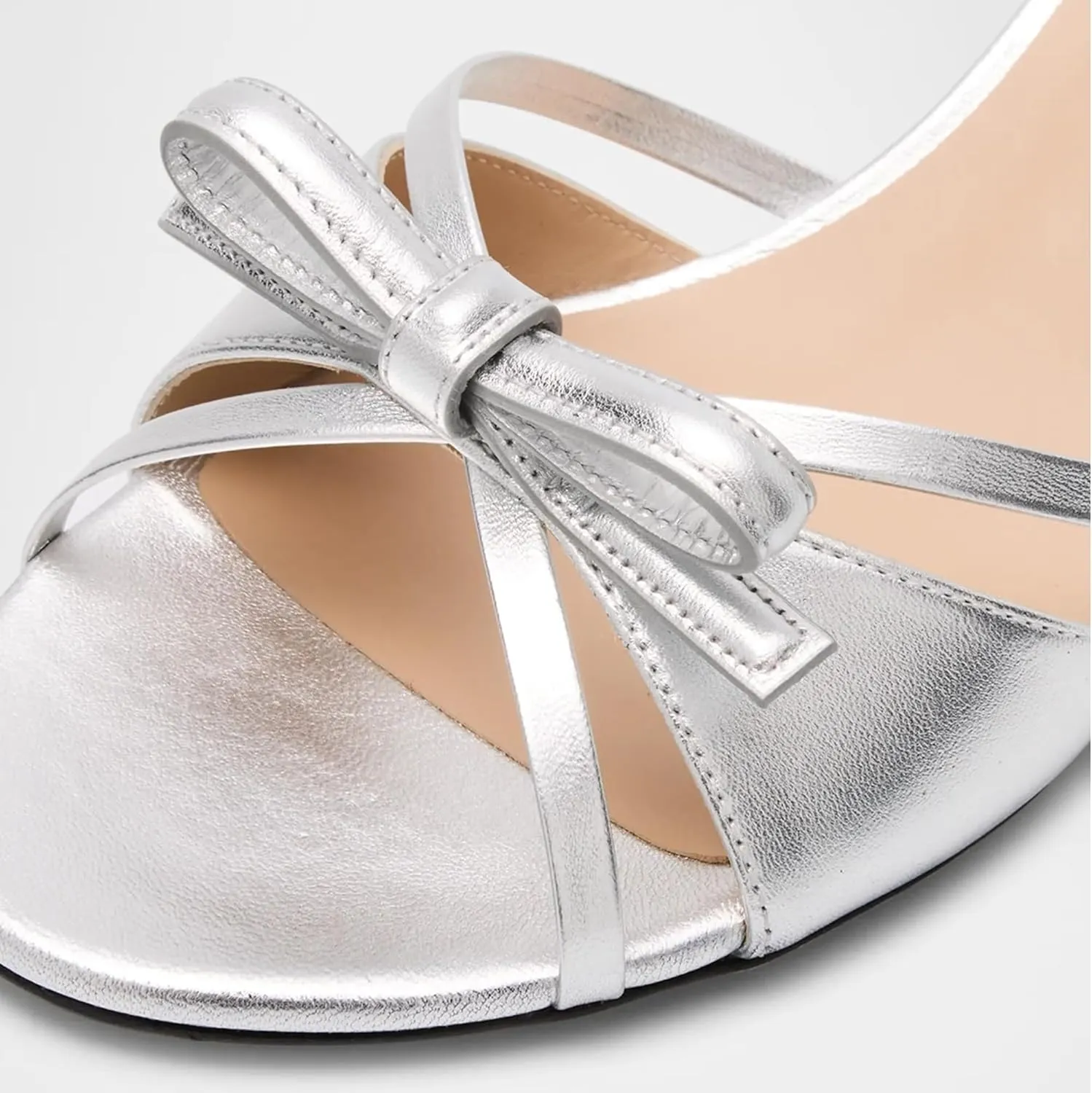 Women Heeled Sandals Mules Round Open Toe Bow Slides Low Kitten Heels Silp On Slippers Casual Stiletto Wedding Dress Slide Shoes