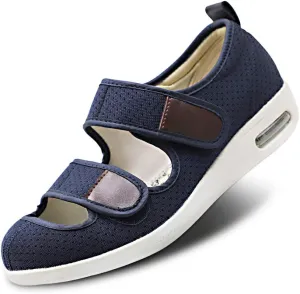 Womens Adjustable Sandal Extra Wide Widths Diabetic Edema Walking Shoes Closed Toe Slippers Easy On/Off with 3 Pairs Insoles Replacement for Elderly Swelling Bandaged Feet