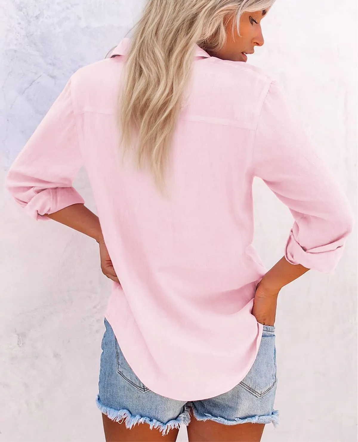 Womens Button Down Shirts Cotton Dress Shirts Oxford Shirts Long Sleeve Work Blouses Collared Tops Tunics with Pocket