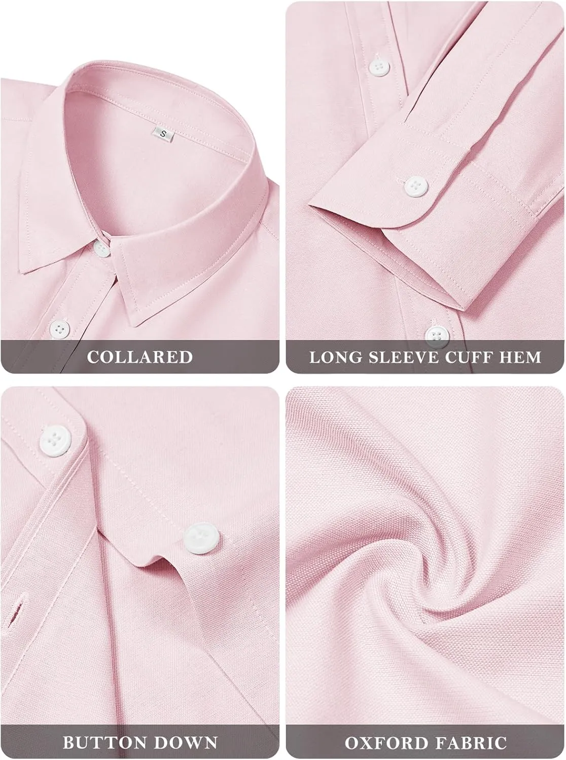Womens Button Down Shirts Cotton Dress Shirts Oxford Shirts Long Sleeve Work Blouses Collared Tops Tunics with Pocket