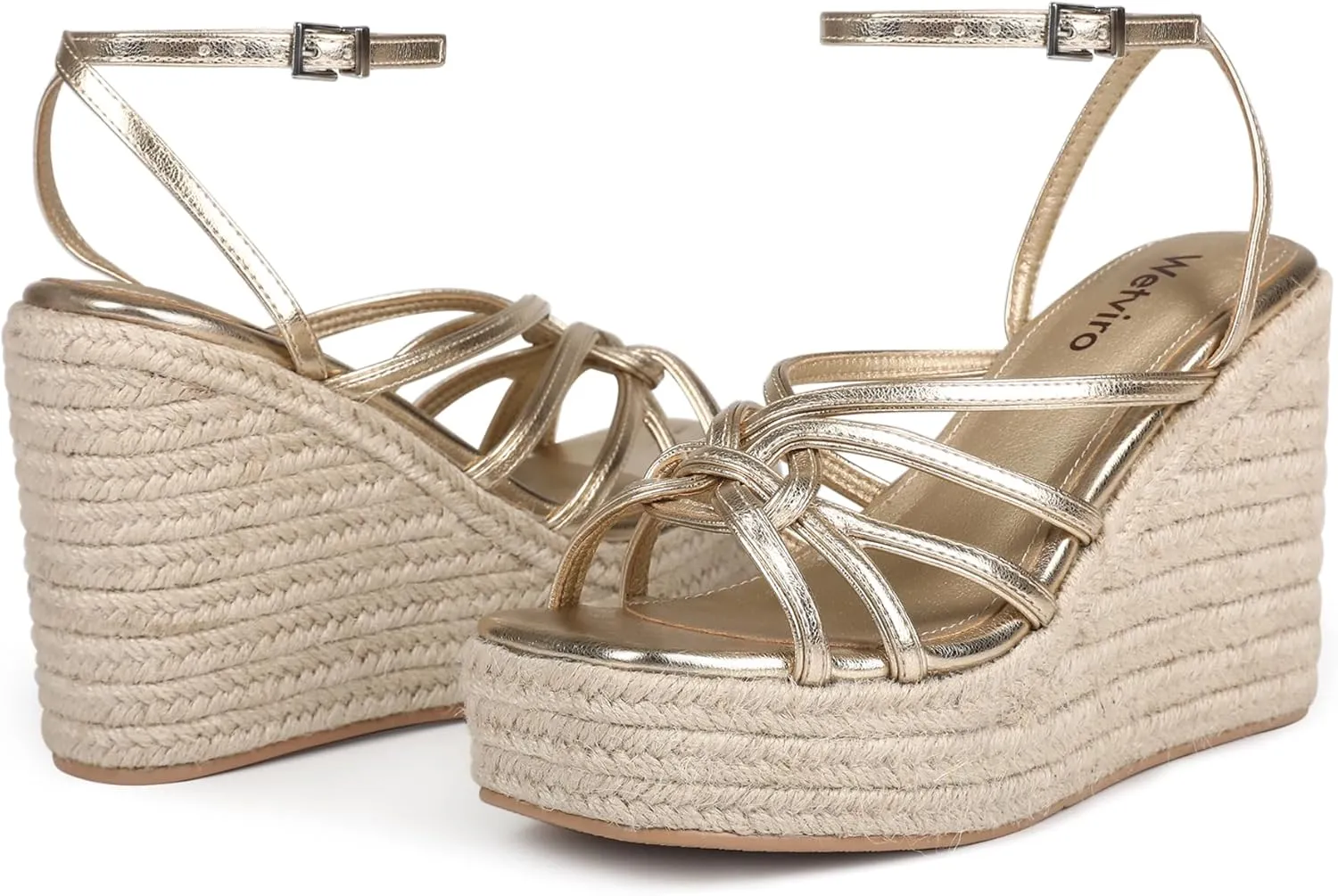 Women's Espadrille Wedge Sandal Casual Summer Square Toe Strappy Platform Sandal for Women