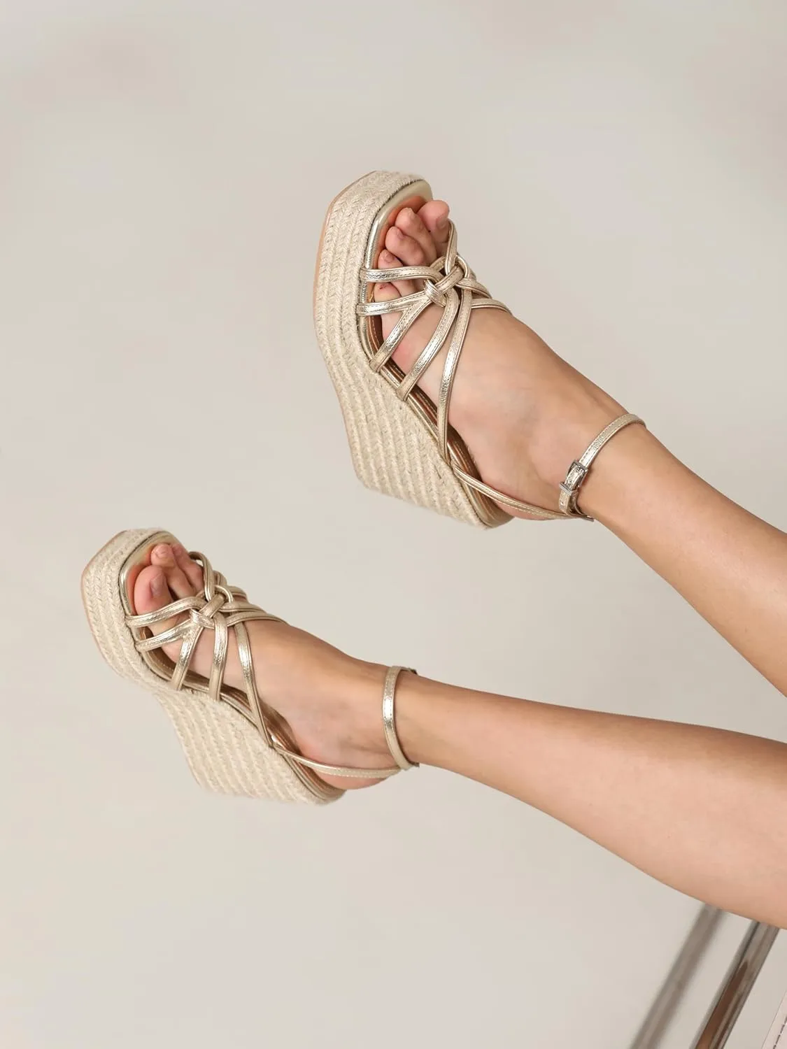 Women's Espadrille Wedge Sandal Casual Summer Square Toe Strappy Platform Sandal for Women