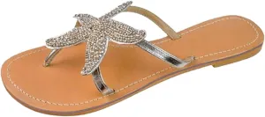 Women'S Flat Beach Sandals Cute Starfish Sandals Clip Toe Flip Flops Comfortable Outdoor Travel Sandals Summer Slippers
