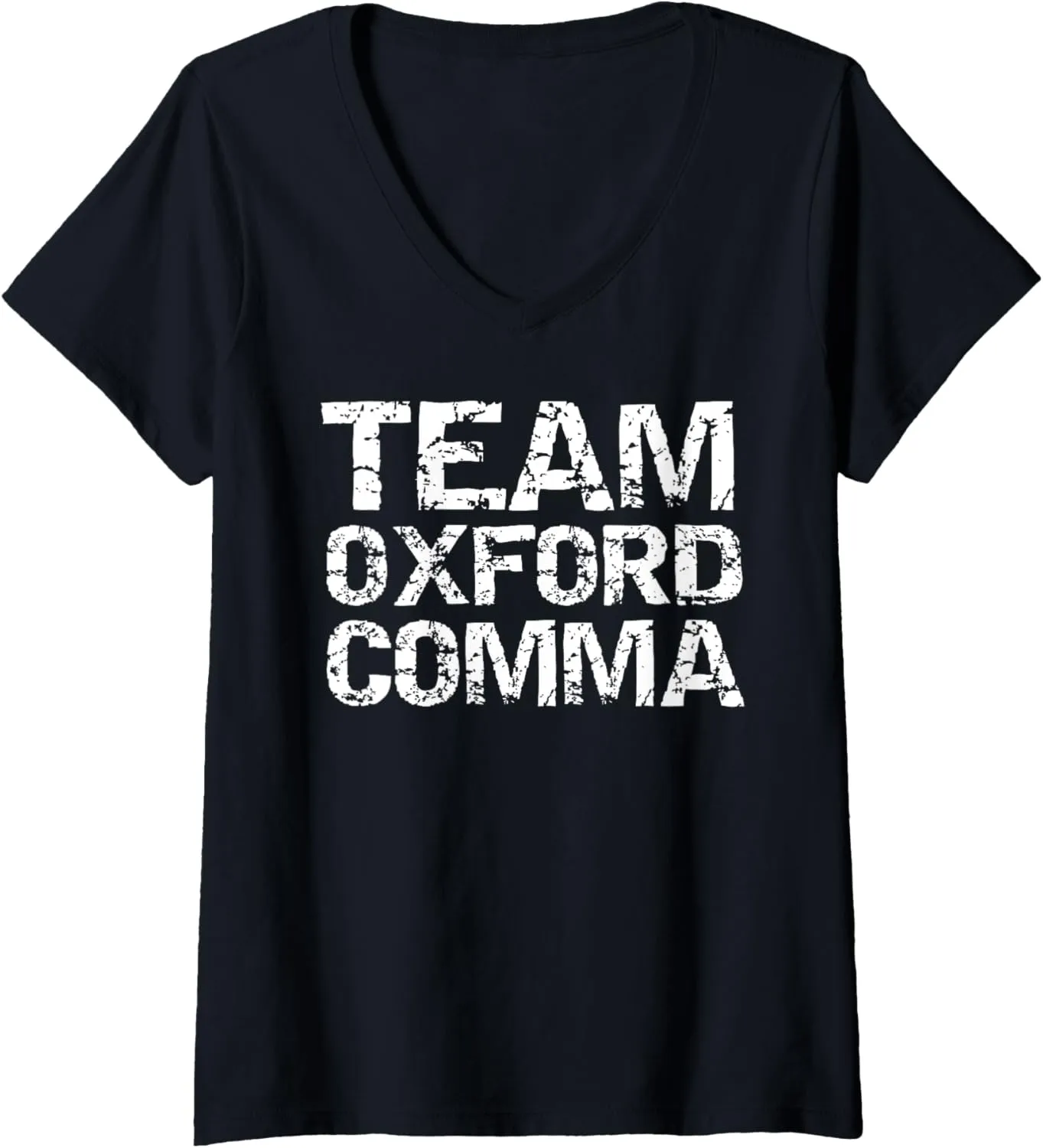 Womens Funny Editing Gift for Editors English Team Oxford Comma V-Neck T-Shirt