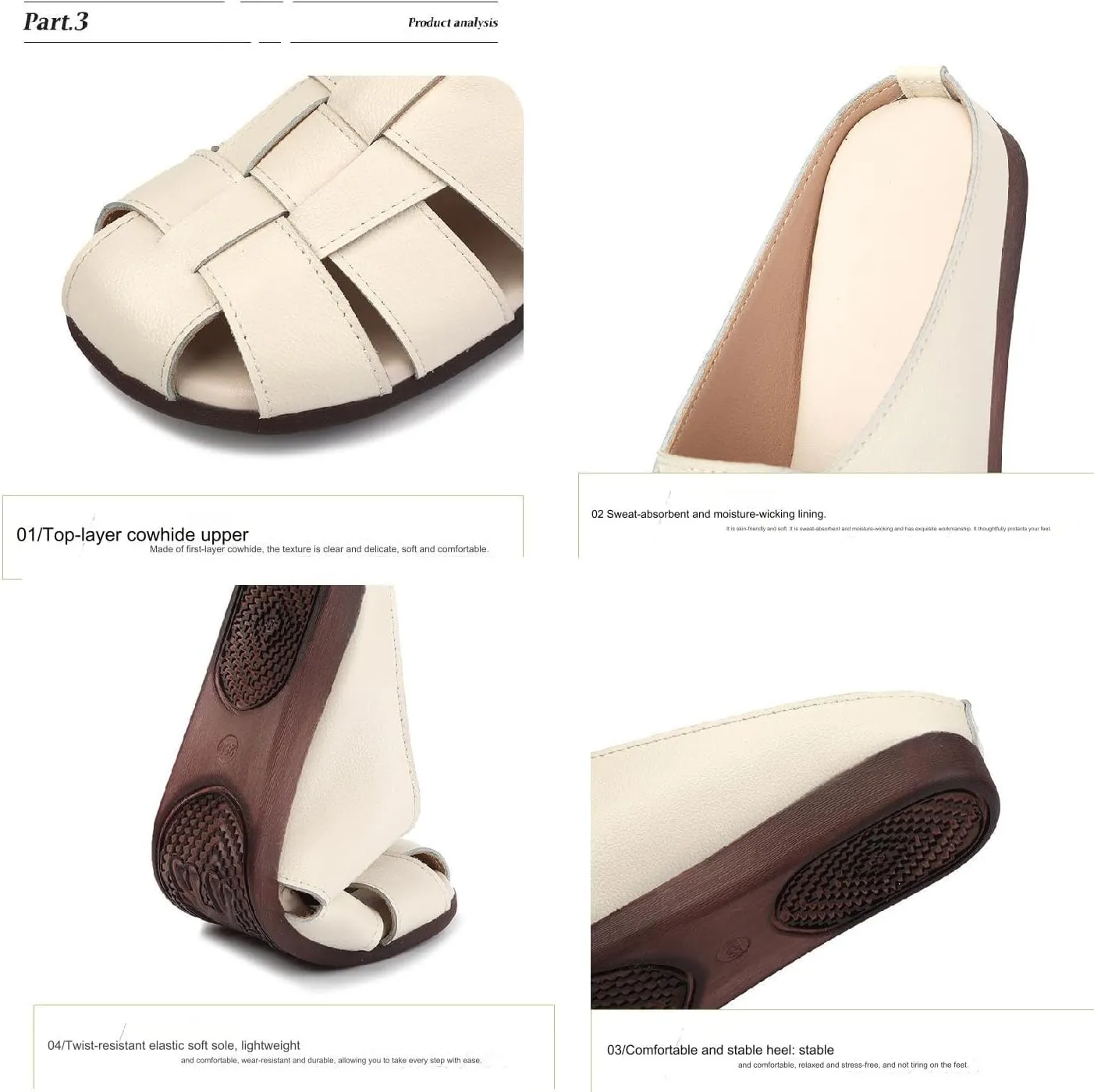 Women's Genuine Leather Woven Slingback Hollow Flat Mules Summer Closed Round Toe Slip On Non-Slip Soft Bottom Fashion Retro Cage Casual Half Slides Vacation Beach