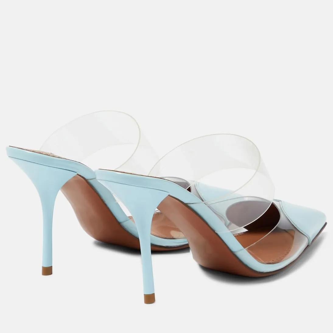 Women's Heart Mules Clear PVC Sandals Pointed Toe Mule Stiletto High Heeled Mules Slip On Sandals Party Wedding Dress Shoes