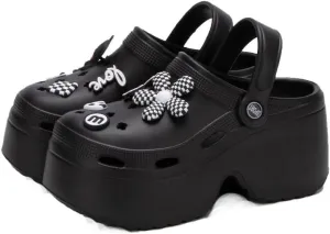 Women's Hight Heels Mule Slippers Garden Shoes DIY Platform Clogs Slip On Slides Shoes Sports Beach Sandals Gardener Clog