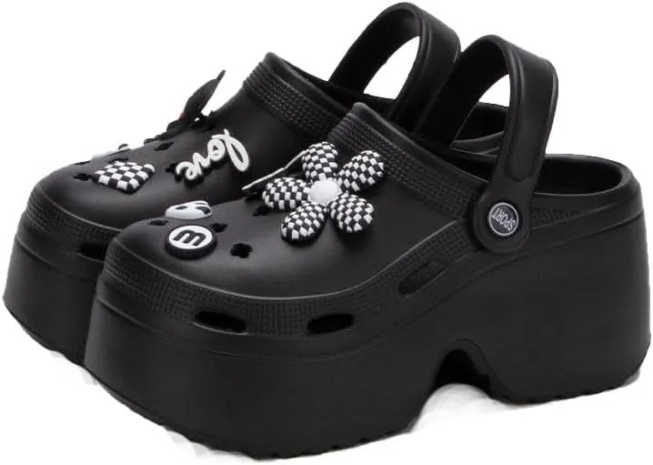 Women's Hight Heels Mule Slippers Garden Shoes DIY Platform Clogs Slip On Slides Shoes Sports Beach Sandals Gardener Clog