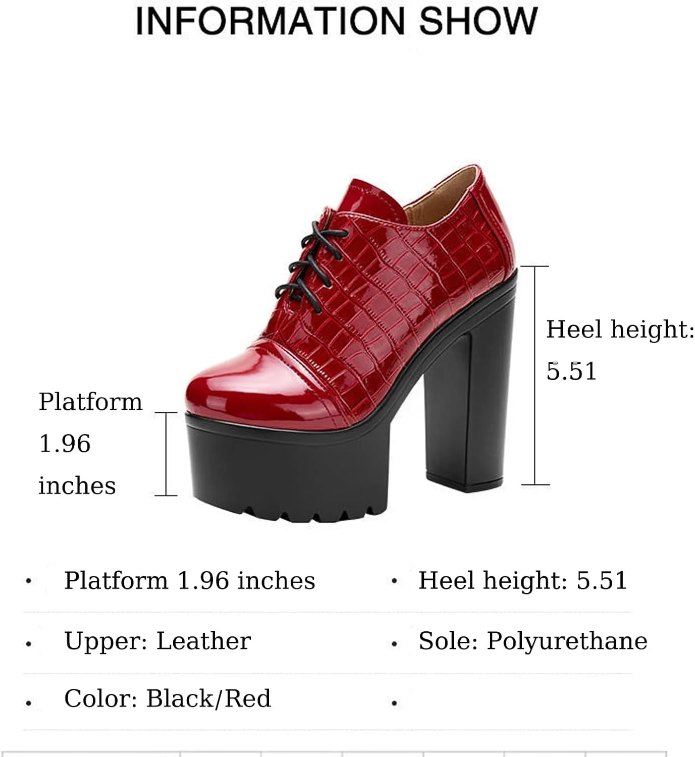 Women's Leather Textured Super High Heel Oxford Shoes Sexy Round Toe Chunky Platform Non-Slip Work Business Activities Lace-Up Formal Dress High Heels