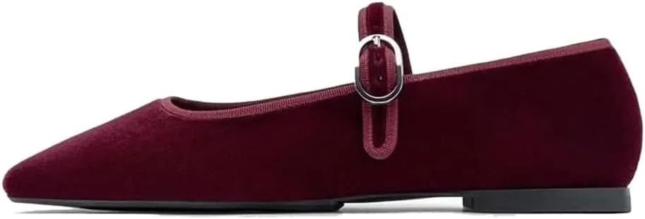 Women's Leopard Print Mary Jane Flats Square Toe Suede Ballet Flats for Women Buckle Strap Comfortable Fall Ballerina Shoes