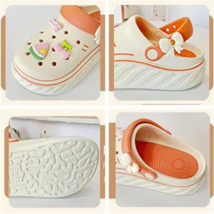 Women's Platform Clogs Slip on Slides Shoes Closed Toe Beach Sandals Gardener Clog Hight Heels Mule Slippers Garden Shoes Sandals