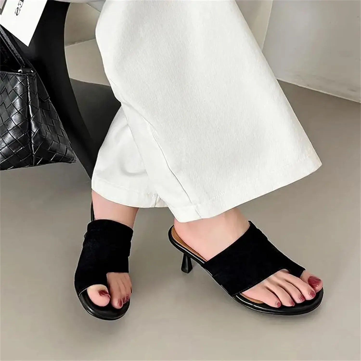 Women's Sheep Suede Peep Toe Mules - High Heels Dignified elegance Summer Yellow Luxury Dating