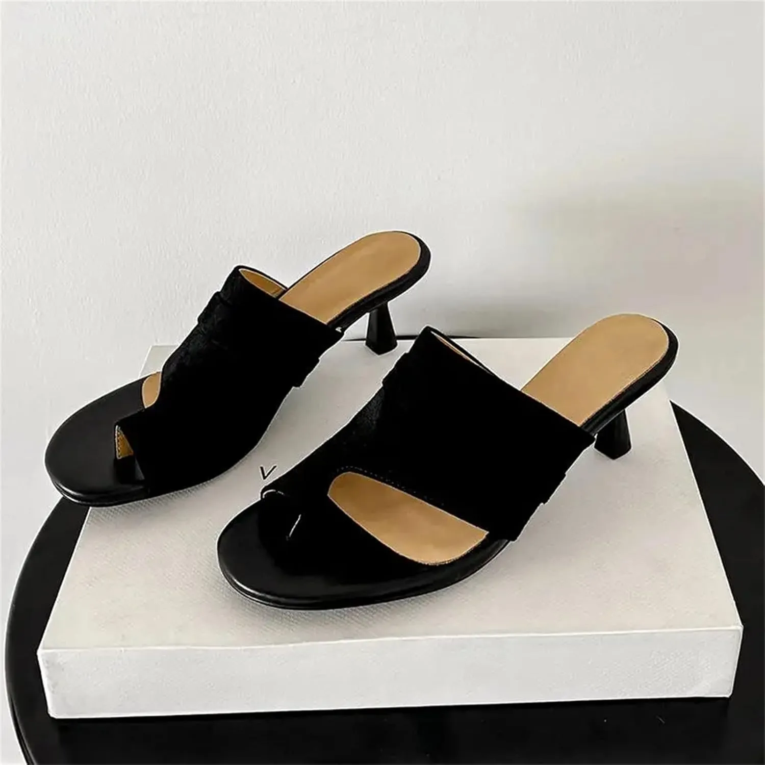 Women's Sheep Suede Peep Toe Mules - High Heels Dignified elegance Summer Yellow Luxury Dating
