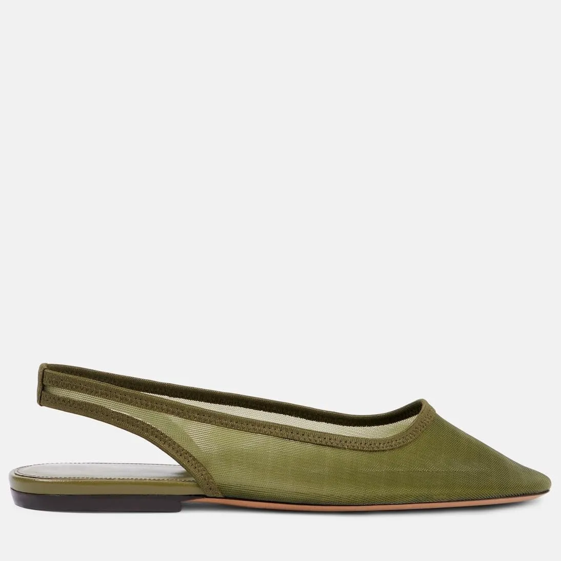 Women's Slingback Mesh Ballet Flats Square Toe Pull-On Ballerina Shoes Dress Work Sandals for Casual Work