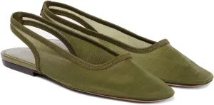 Women's Slingback Mesh Ballet Flats Square Toe Pull-On Ballerina Shoes Dress Work Sandals for Casual Work