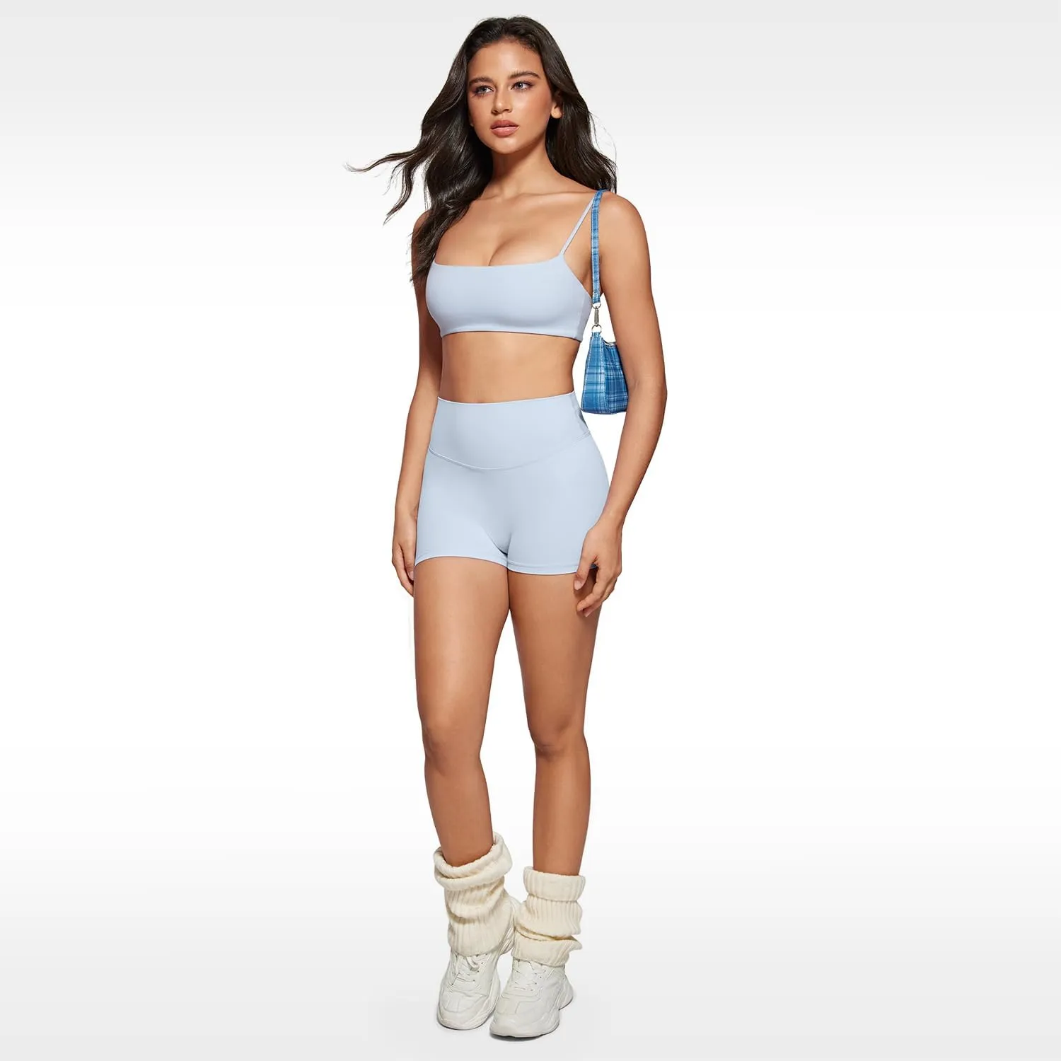 Women's Square Neck Sports Bra Spaghetti Strap Padded Cami Yoga Wireless Square Back Workout Bra Crop Top