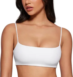 Women's Square Neck Sports Bra Spaghetti Strap Padded Cami Yoga Wireless Square Back Workout Bra Crop Top