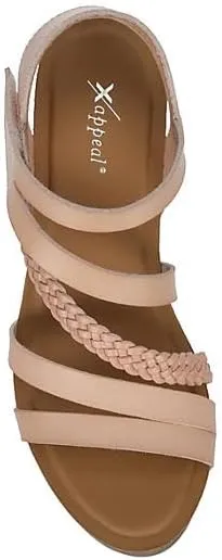 XAPPEAL Maggy - Women's Strappy Leather Open Toe Summer Wedge Sandals