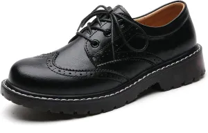 XMM Oxford Shoes for Women Women's Oxford Shoe Lace-Up Round Toe Leather Flat Classic Non-Slip Work Business Dress Office Shoes