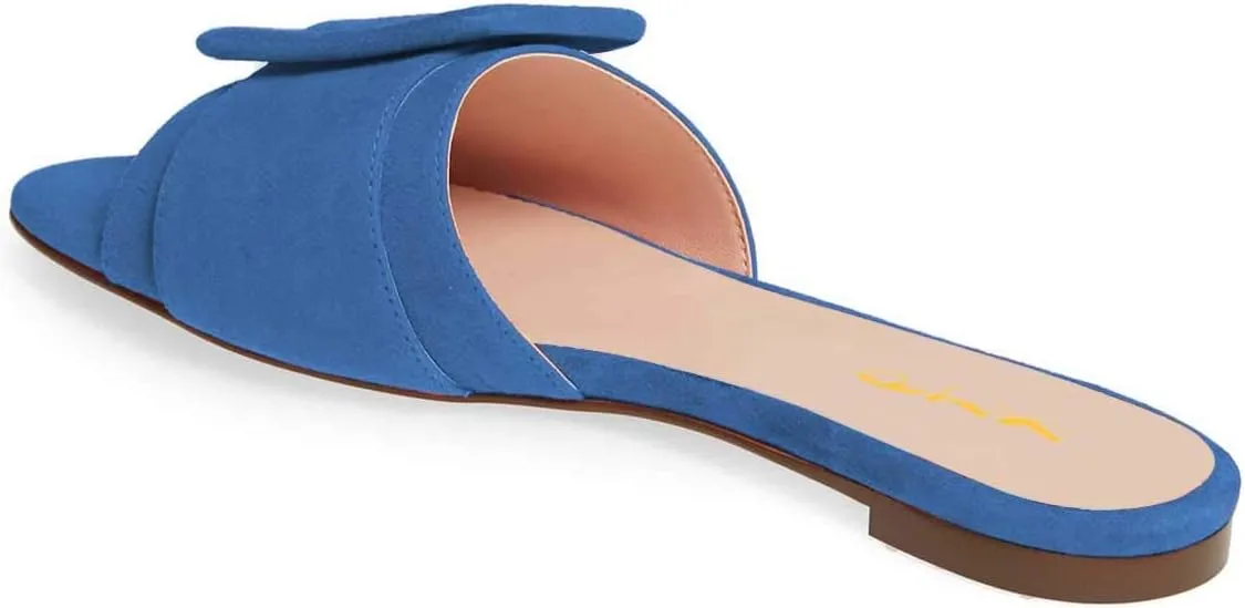XYD Women Open Toe Flats Sandals No Heel Comfortable Summer Slide Shoes with Oversized Buckle