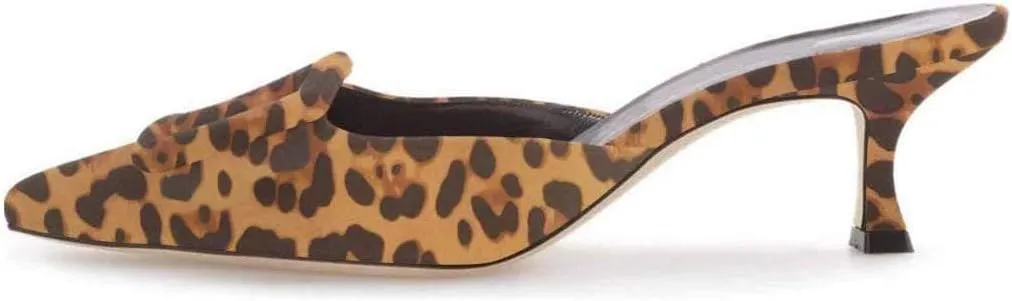 XYD Women Pointed Toe Mule Pumps with Buckle Kitten Low Heels Slip On Open-Back Slides Sandals Fashion Comfy Shoes