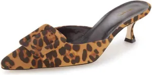 XYD Women Pointed Toe Mule Pumps with Buckle Kitten Low Heels Slip On Open-Back Slides Sandals Fashion Comfy Shoes