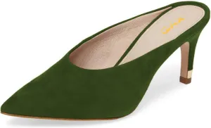 XYD Women Retro Pointed Toe Mid Heel Mules Slip On Clog Sandals Casual Slide Pumps Shoes