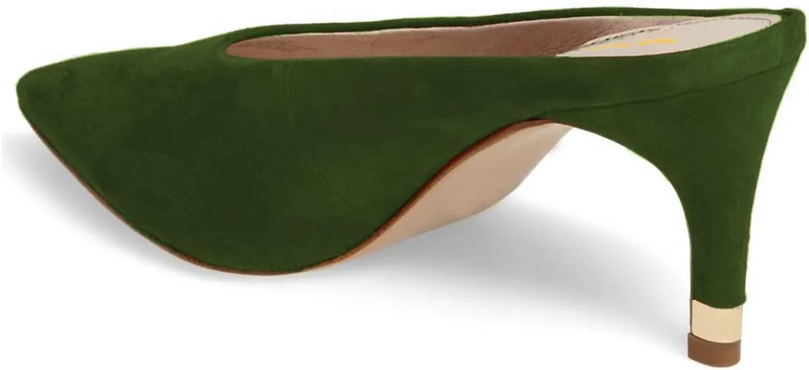 XYD Women Retro Pointed Toe Mid Heel Mules Slip On Clog Sandals Casual Slide Pumps Shoes