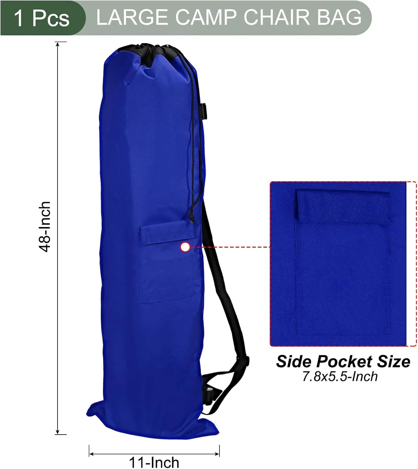 YOKIVE 900D Camp Chair Replacement Bag, Oxford Camping Carry Bag with Side Pocket | Store Portable Fold-Up Camping Chair Great for Camping Blue (47")