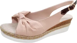 ZSpzx Espadrilles Wedge Sandals for Women 2025 Peep Toe Backless Ankle Strappy Sandal with Twist Knot Bow Dressy Shoes Ladies Arch Support Low Heel Cute Shoe for Wedding Bridal Evening Cocktail
