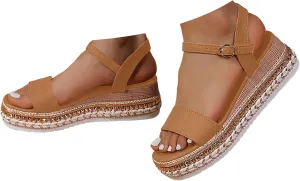 ZSpzx Square Toe Wedge Sandals for Women 2025 Orthopedic Adjustable Strappy Backless Slingback Sandal Ladies Arch Support Comfortable Low Heel Casual Platform Shoes for Beach Vacation Outdoor Indoor