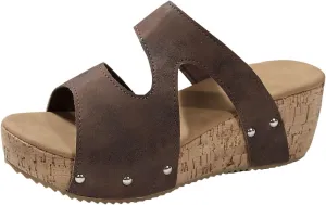 ZSpzx Wedge Sandals For Women 2025,Women's Slide Sandals,Arch Support Hollow Out Slippers with Rivets Comfortable Summer Casual Sandal Orthopedic Walking Beach Shoes Slip On Wide Width Slipper