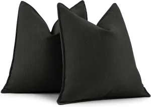 ZWJD Black Pillow Covers 26x26 Set of 2 Chenille Throw Pillow Covers with Elegant Design Soft and Luxurious Decorative Throw Pillows for Couch, Bed, and Home Decor